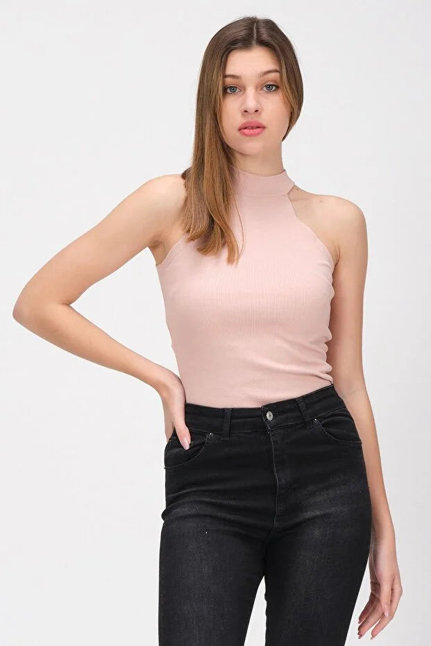 PUNKY CAT Kadın Dik Yaka Kolsuz Bluz - TS018