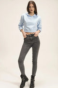 Kadın Kapüşonlu Içi Polarlı Crop Sweatshirt - KS010