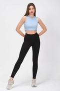PUNKY CAT Kadın Bisiklet Yaka Crop Top Kolsuz Kaşkorse  T-Shirt - PCS20TS004