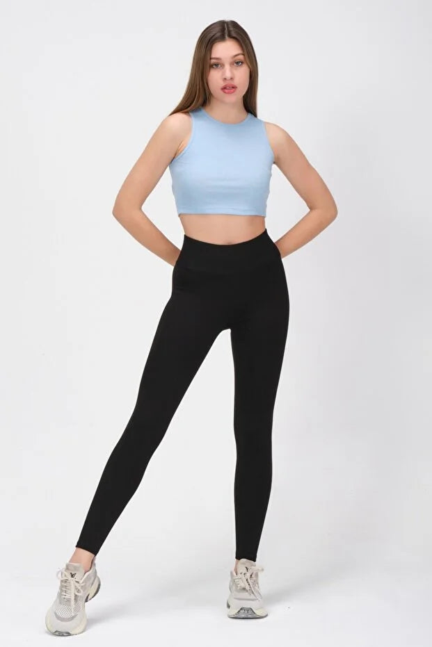 PUNKY CAT Kadın Bisiklet Yaka Crop Top Kolsuz Kaşkorse  T-Shirt - PCS20TS004