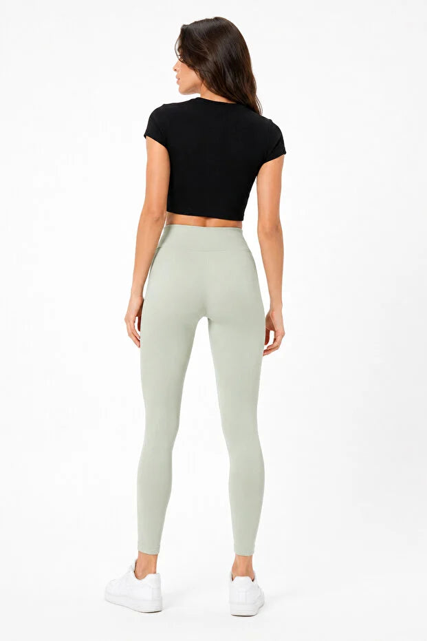 PUNKY CAT Kadın Bisiklet Yaka Kısa Kollu Crop Basic Bluz 2 li - TS001-2ST