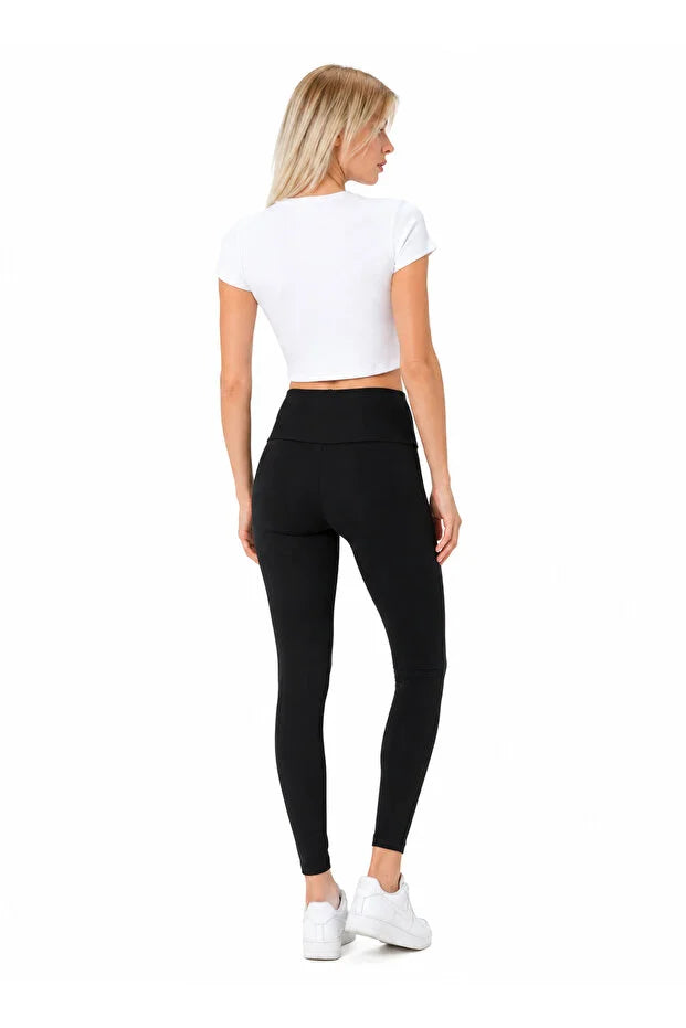 PUNKY CAT Kadın Bisiklet Yaka Kısa Kollu Crop Basic Bluz 2 li - TS001-2ST