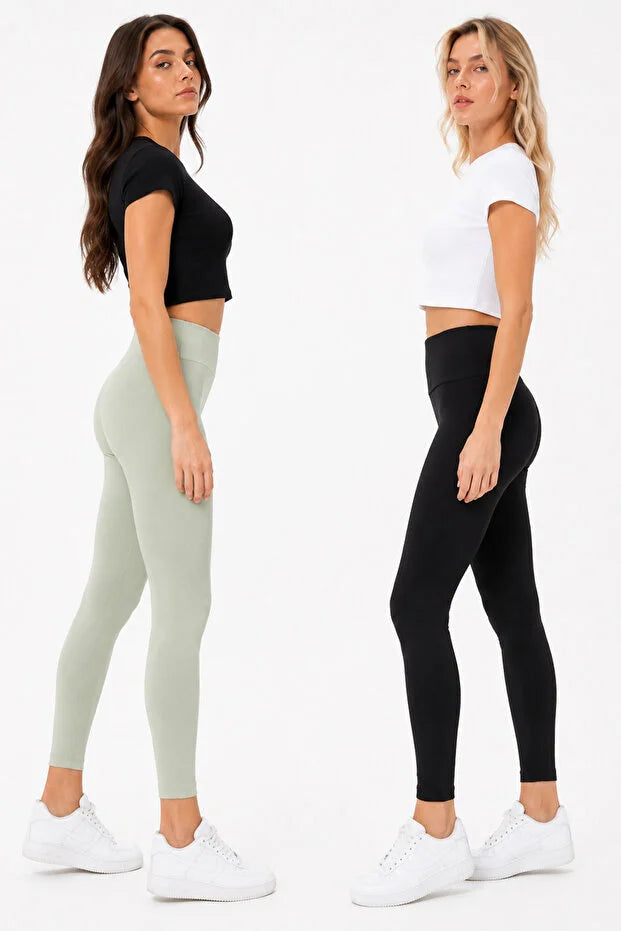 PUNKY CAT Kadın Bisiklet Yaka Kısa Kollu Crop Basic Bluz 2 li - TS001-2ST