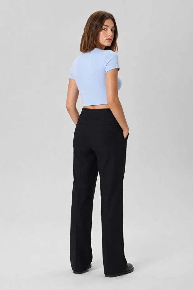 PUNKY CAT Kadın Bisiklet Yaka Kısa Kollu Crop Basic Bluz - TS001