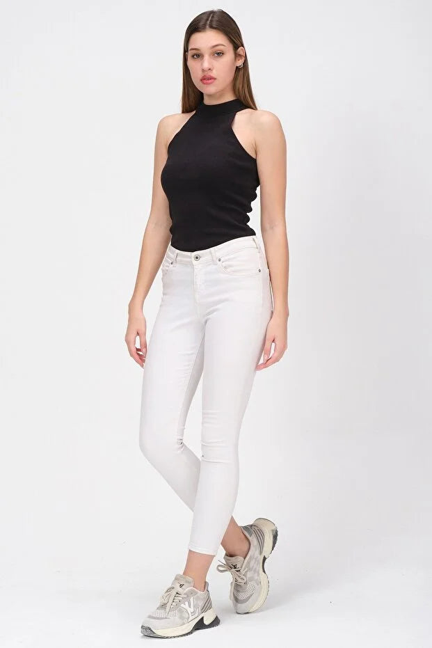PUNKY CAT Kadın Dik Yaka Kolsuz Bluz - TS018