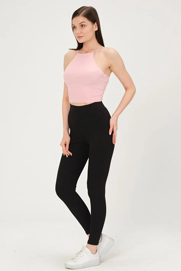 PUNKY CAT Kadın Yüksek Bel, Fitilli, Toparlayıcı, Beli Lastikli Tayt - TY003